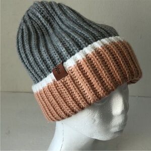 Frye Gray and Tan Beanie Unisex NWOT